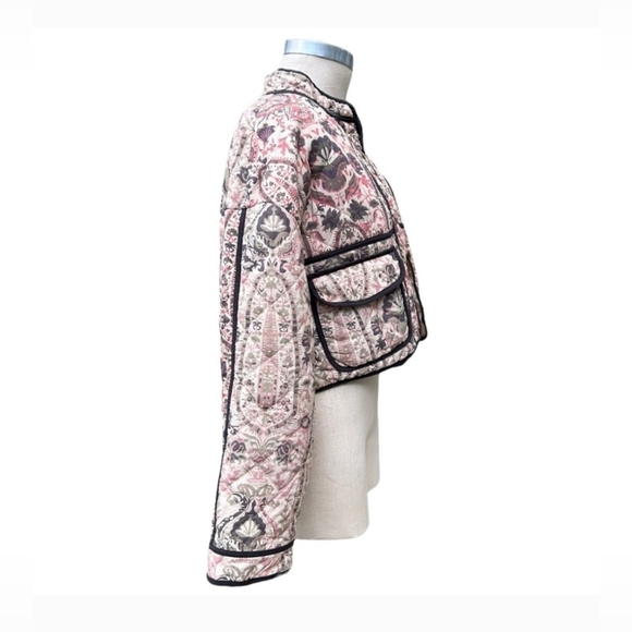 7 For All Mankind Patchwork Quilted Pink Cream Jacket Women’s SZ- M - Picture 3 of 5